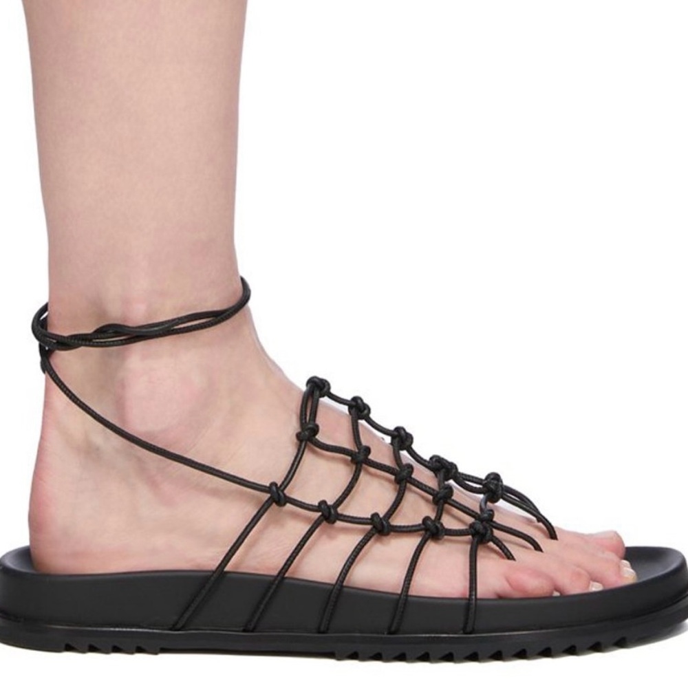 NIB Rick Owens SS25 Black Leather Web Birkenstock Sandals - Size IT37/US7 - Picture 3 of 9